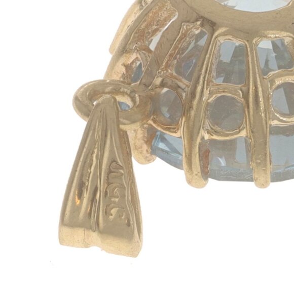 Yellow Gold Lab-Created Spinel Solitaire Pendant - 14k Round 6.30ct - Picture 4 of 4